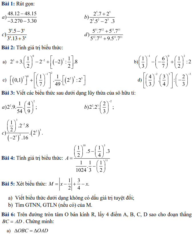 Bài tập tuần 11 – Toán lớp 7 – THCS Dịch Vọng Hậu
