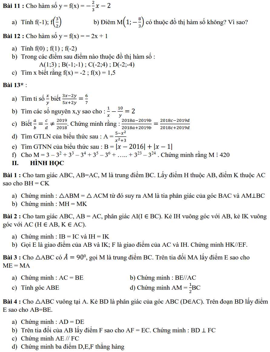 Đề cương ôn tập HK1 môn Toán 7 THCS Ba Đình 2019-2020-1