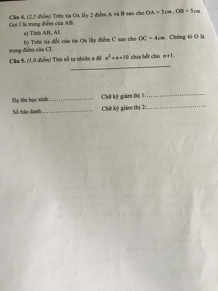 Đề kiểm tra HK1 môn Toán 6 tỉnh Nam Định năm 2019-2020-1