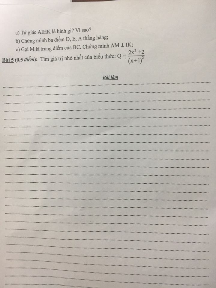 Đề kiểm tra HK1 môn Toán 8 huyện Thạch Thất 2019-2020 có đáp án-1