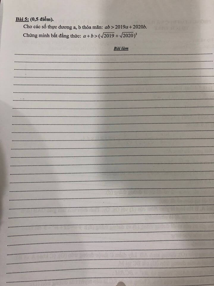 Đề kiểm tra HK1 môn Toán 9 huyện Thạch Thất 2019-2020-1