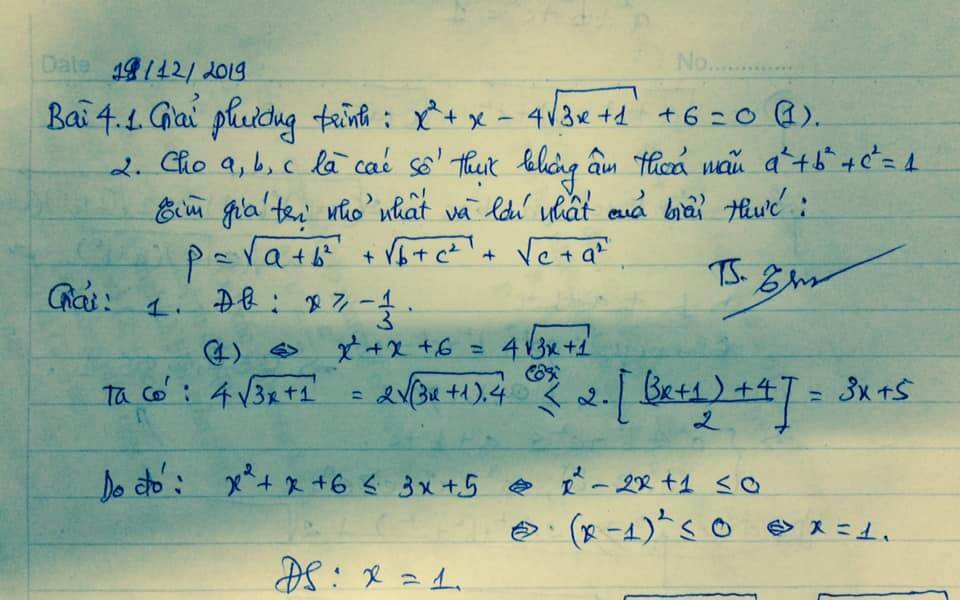 Đề kiểm tra HK1 môn Toán 9 THPT chuyên Hà Nội - Amsterdam 2019-2020-1