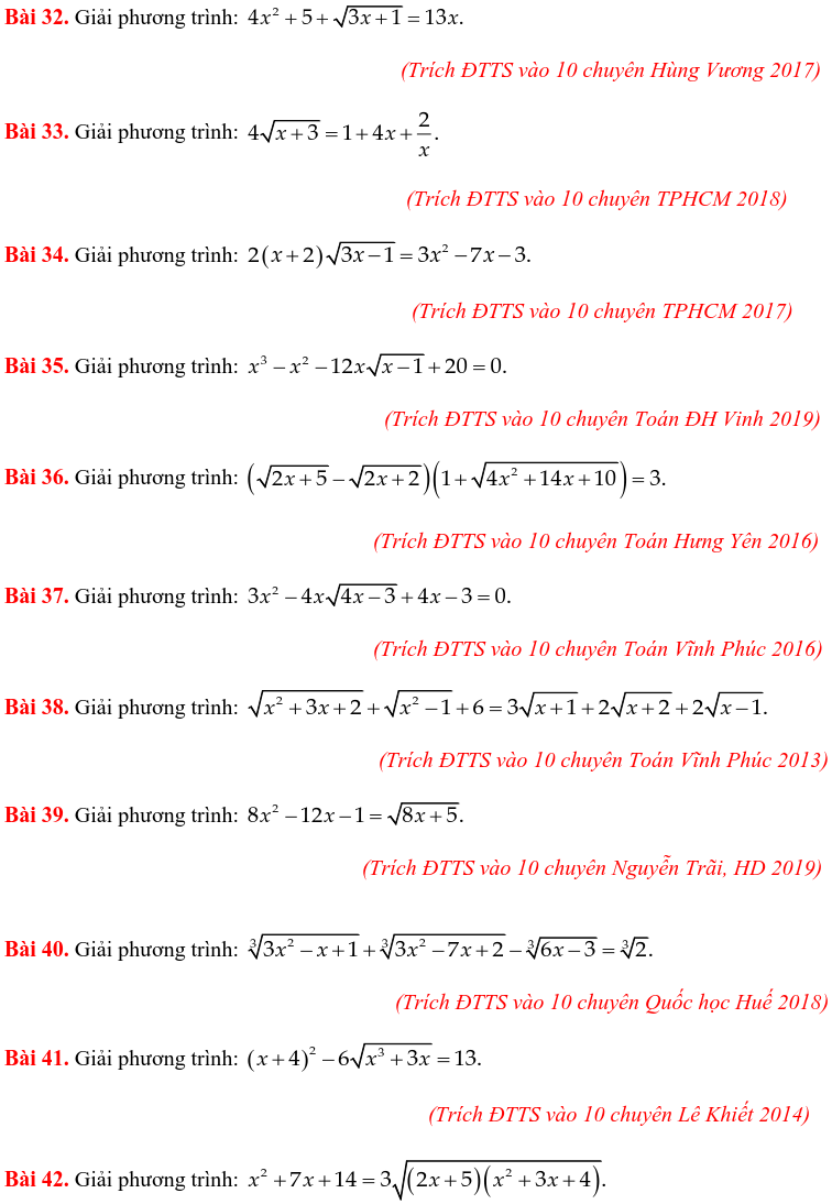 50 bài PT vô tỷ trong các đề thi Toán vào 10 chuyên-3