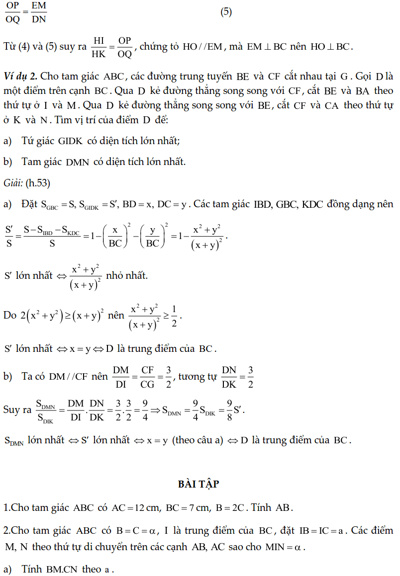Chuyên đề tam giác đồng dạng - Toán lớp 8-5
