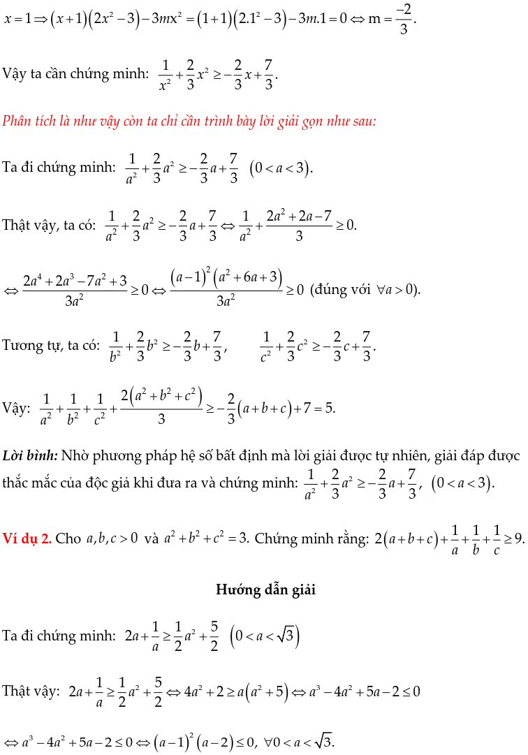 Một số ví dụ chứng minh BĐT bằng phương pháp hệ số bất định UCT-1