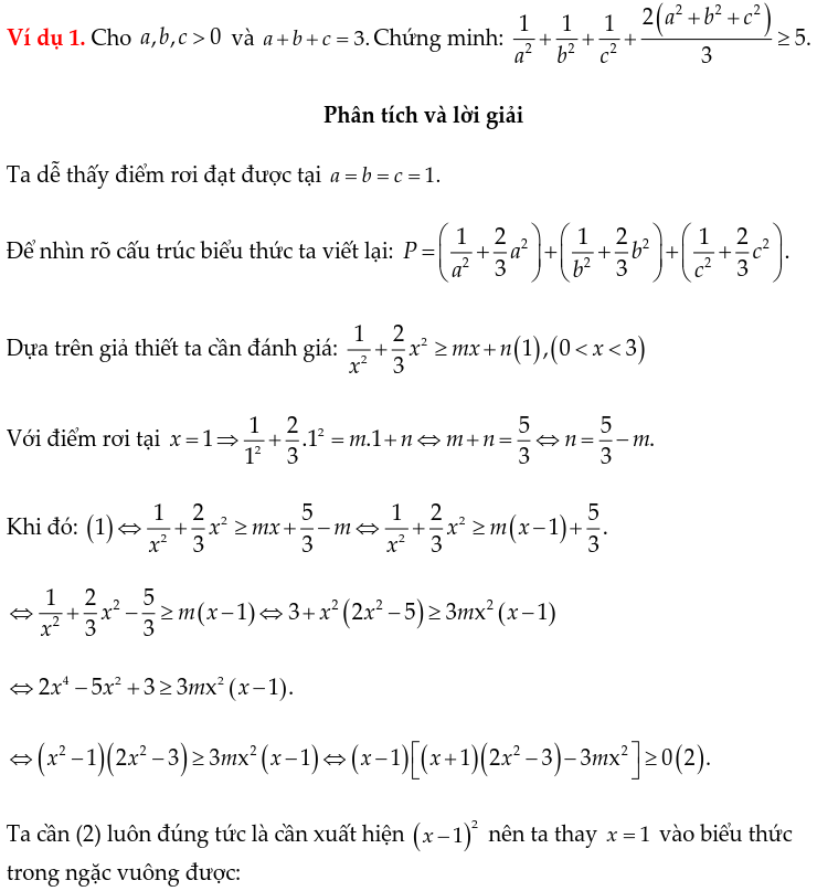 Một số ví dụ chứng minh BĐT bằng phương pháp hệ số bất định UCT