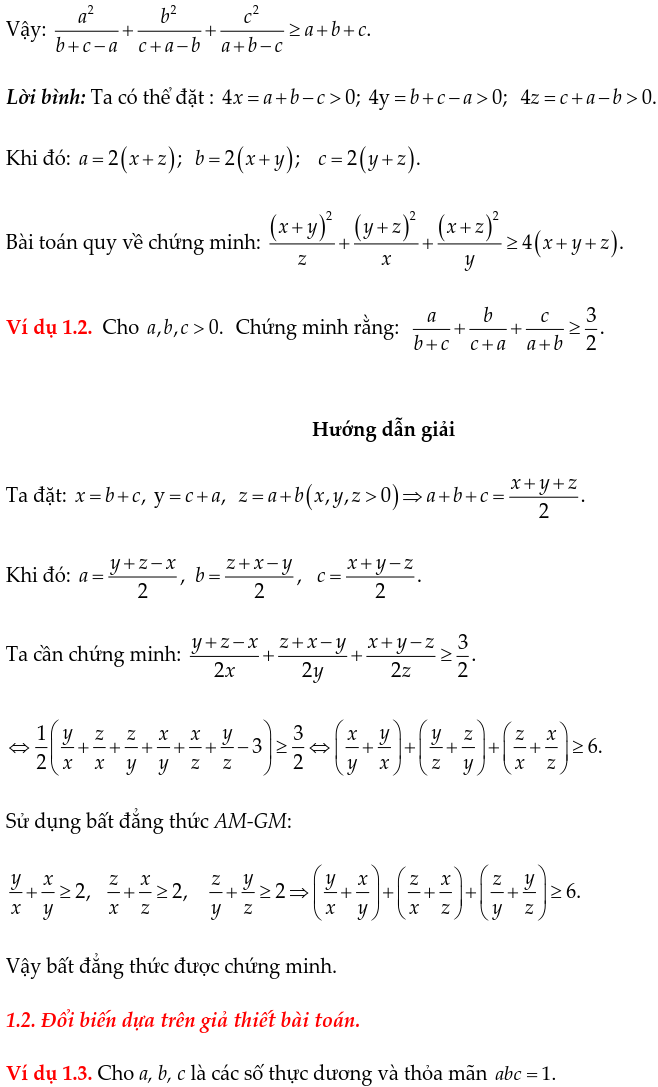 Phương pháp đổi biến chứng minh bất đẳng thức-1