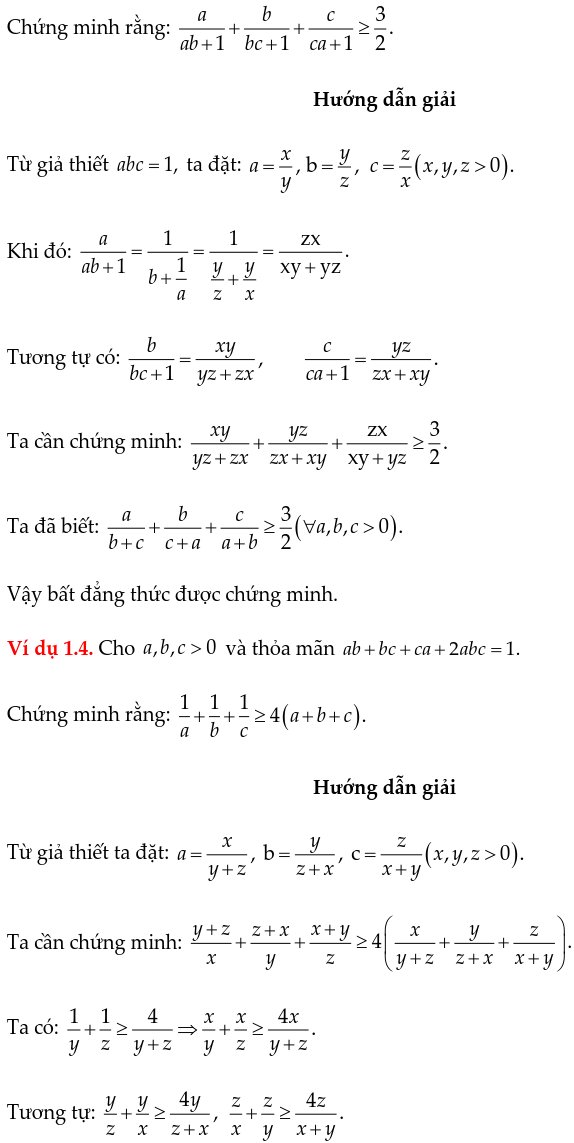 Phương pháp đổi biến chứng minh bất đẳng thức-2