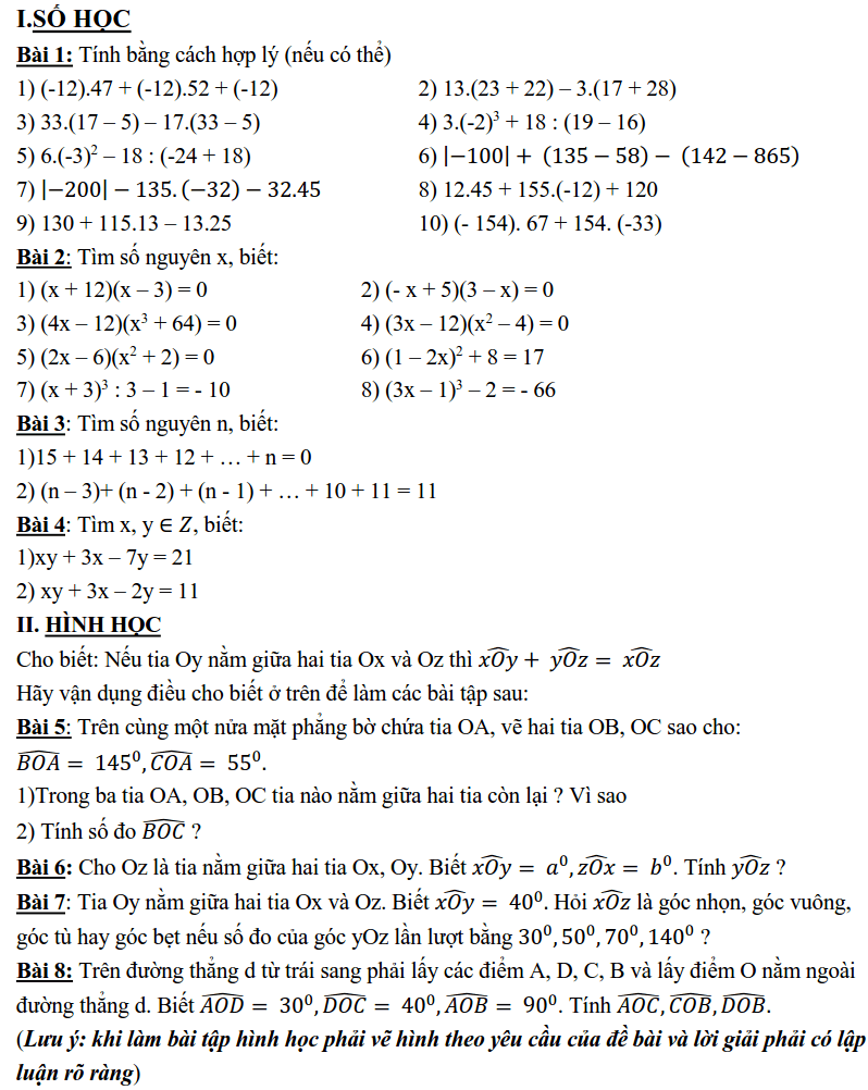 Phiếu bài tập Toán lớp 6 ôn tập nghỉ dịch Corona-4