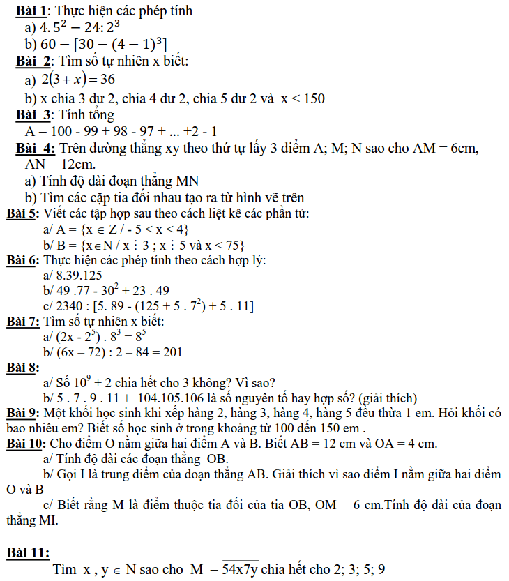 Phiếu bài tập Toán lớp 6 ôn tập nghỉ dịch Corona-8