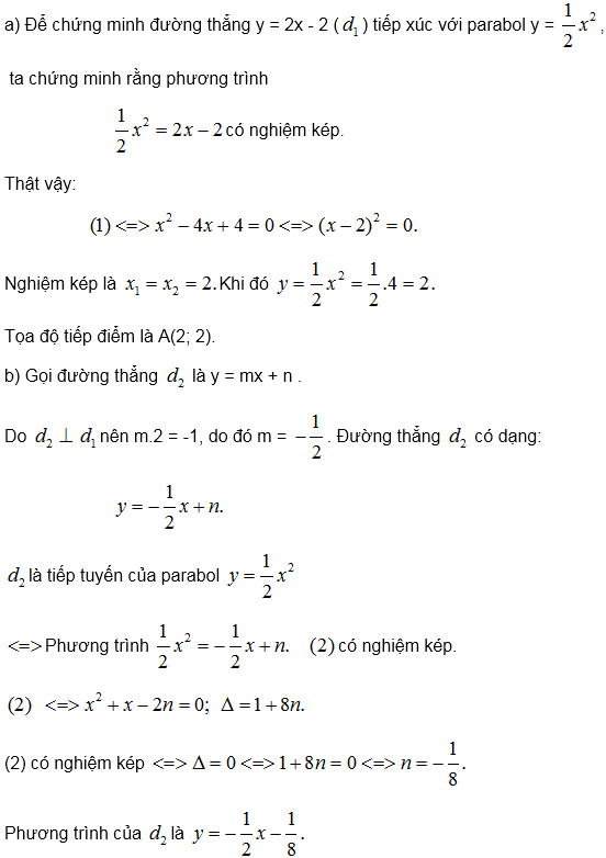 Giải phương trình bậc hai bằng đồ thị. Vị trí tương đối giữa parabol y=ax^2 và đường thẳng y=mx+n – Bồi dưỡng Đại số 9