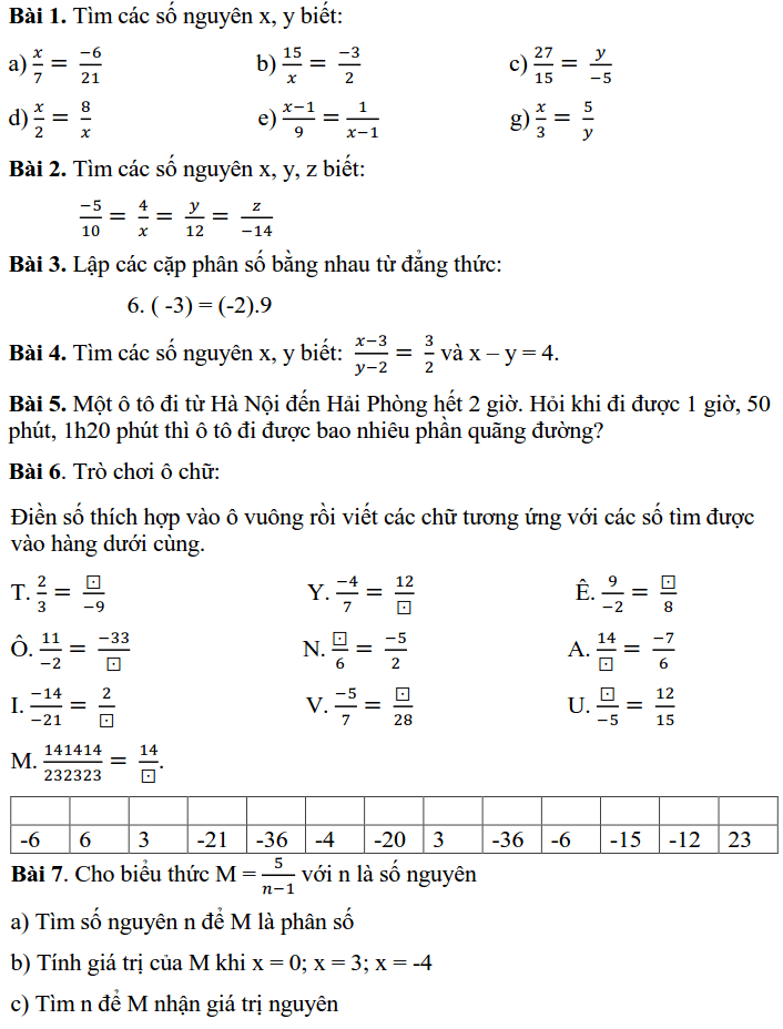 Phiếu hướng dẫn tự học Toán lớp 6 từ 30/3 tới 4/4